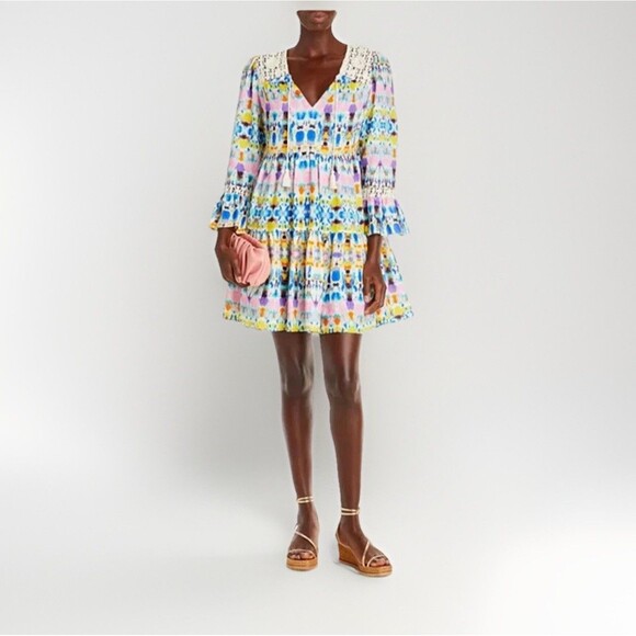 Aqua By Bloomingdale's Lace Crochet Mini Dress Womens Large Fit And Flare - Picture 1 of 9